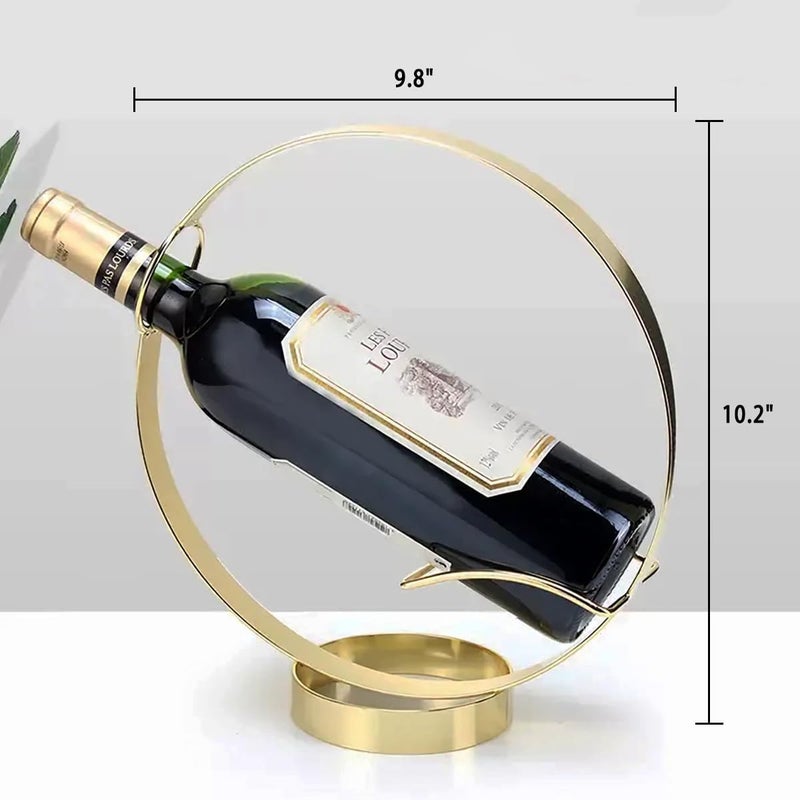 GeLive Gold Wine Bottle Holder Single Bottle Display Stand Freestanding Wine Rack Kitchen Table Decor Wine Shelf Countertop Artistic Home Crafts Decoration Coffee Bar Barware Accessory Wine Lover Gift - Image 3